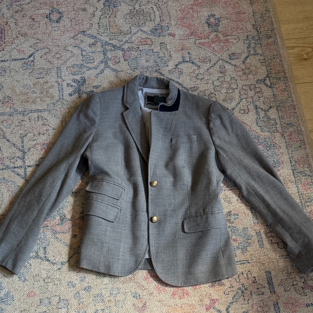 J. Crew Women's Gray Blazer with Gold Buttons